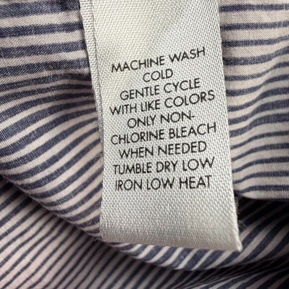 Calvin Klein 100% Cotton Blue/White Striped Long-Sleeve Button-Up Shirt, Large - Picture 5 of 10